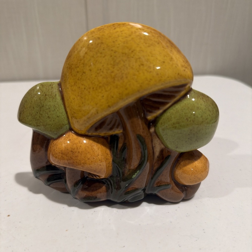 Vintage 1970's Arnel's Ceramic Pottery Farmhouse Magic Mushroom Napkin Holder